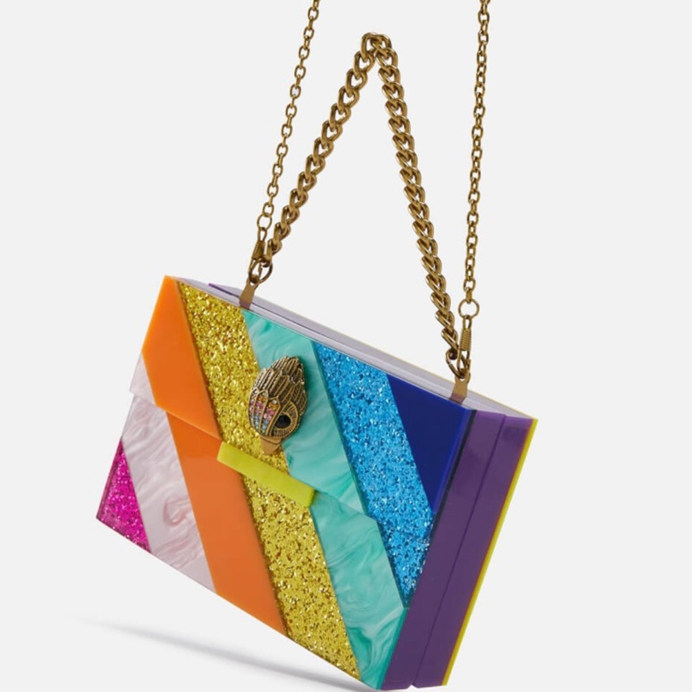 Kurt Geiger London KENSINGTON LIPSTICK-GRAPHIC ACRYLIC CLUTCH BAG MULT YELLOW